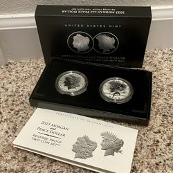 Morgan and Peace Dollar 2023 Two-Coin Reverse Proof Silver Coin Set