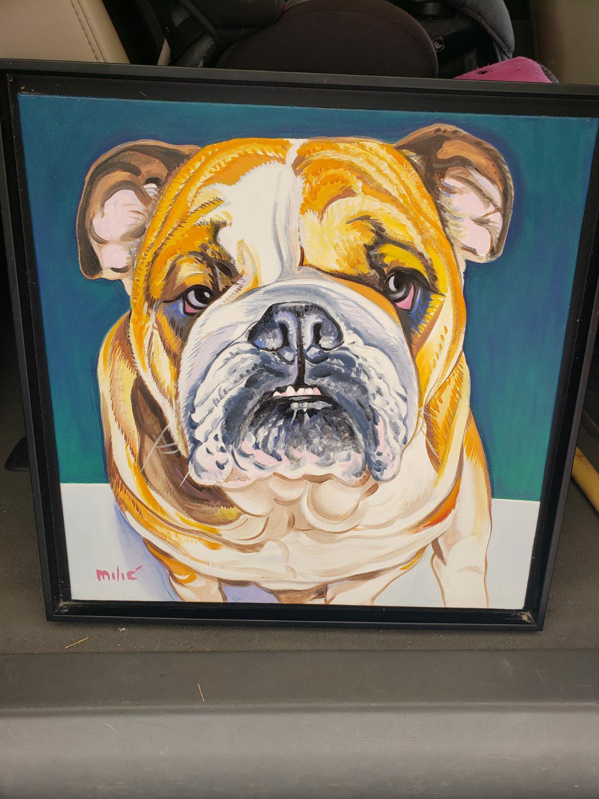 Dog pet bulldog painting decor