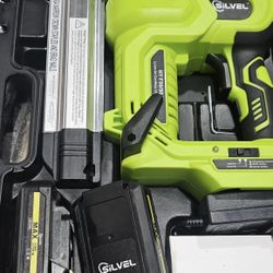 SILVEL 2" Cordless Brad Nailer, 2-in-1 21V Electric Brad Nailer Stapler with 2 * 4.0Ah Battery, 1000pcs Nails, 18GA Staples, Adjustable Depth for Wood