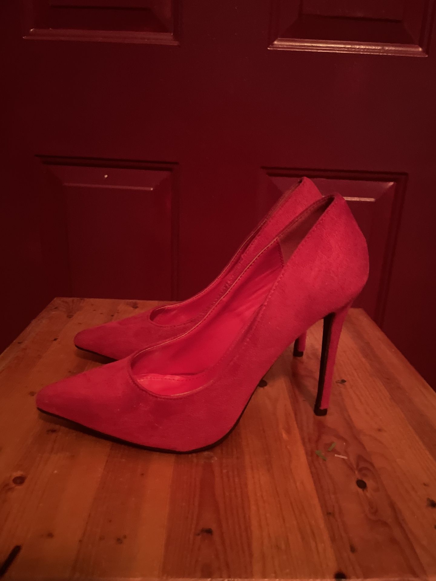 Red Velvet Heels Size 8