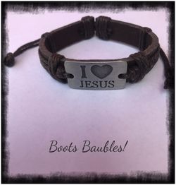 I love Jesus Leather bracelet