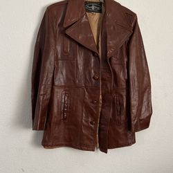 Leather Jacket Size 40 Brown