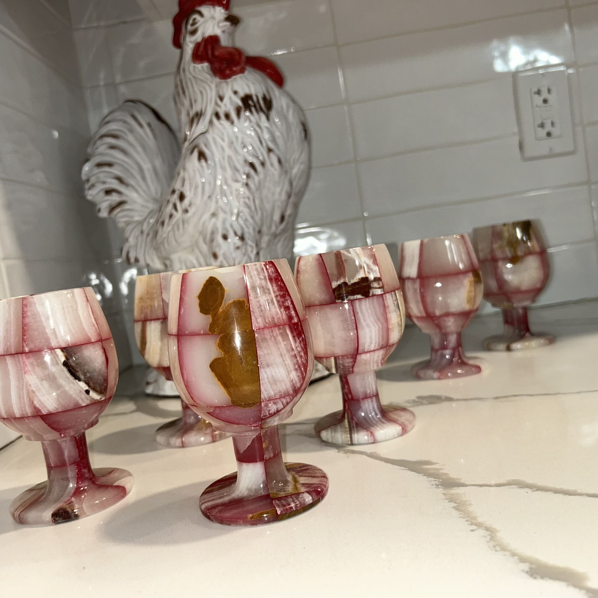 Red Onyx Goblets – Excellent Condition