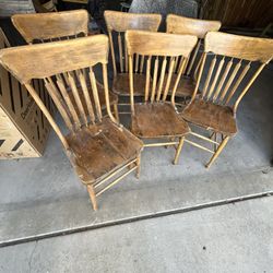 Antique Arrow back Wooden Chairs (6)