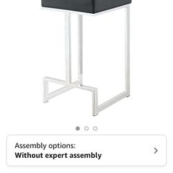 Brand New Coaster Home Furnishings Square Counter Stool Black and Chrome, 24" (105253)