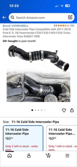 Cold side intercooler pipe for Ford