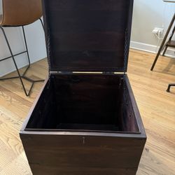 Crate & Barrel Taka Side Storage Wood Box Or End Table