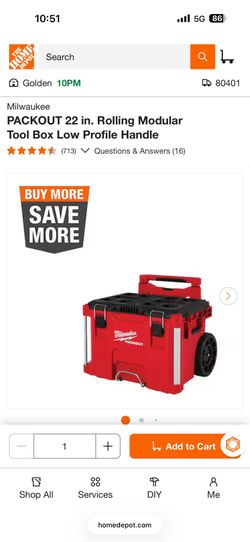 PACKOUT 22 in. Rolling Modular Tool Box Low Profile Handle
