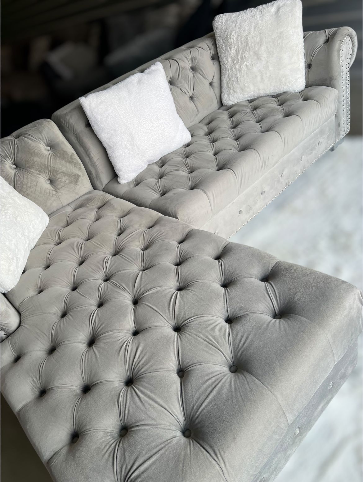 Small Tufted Modern Sectional Sofa Couch (DELIVERY AVAILABLE)