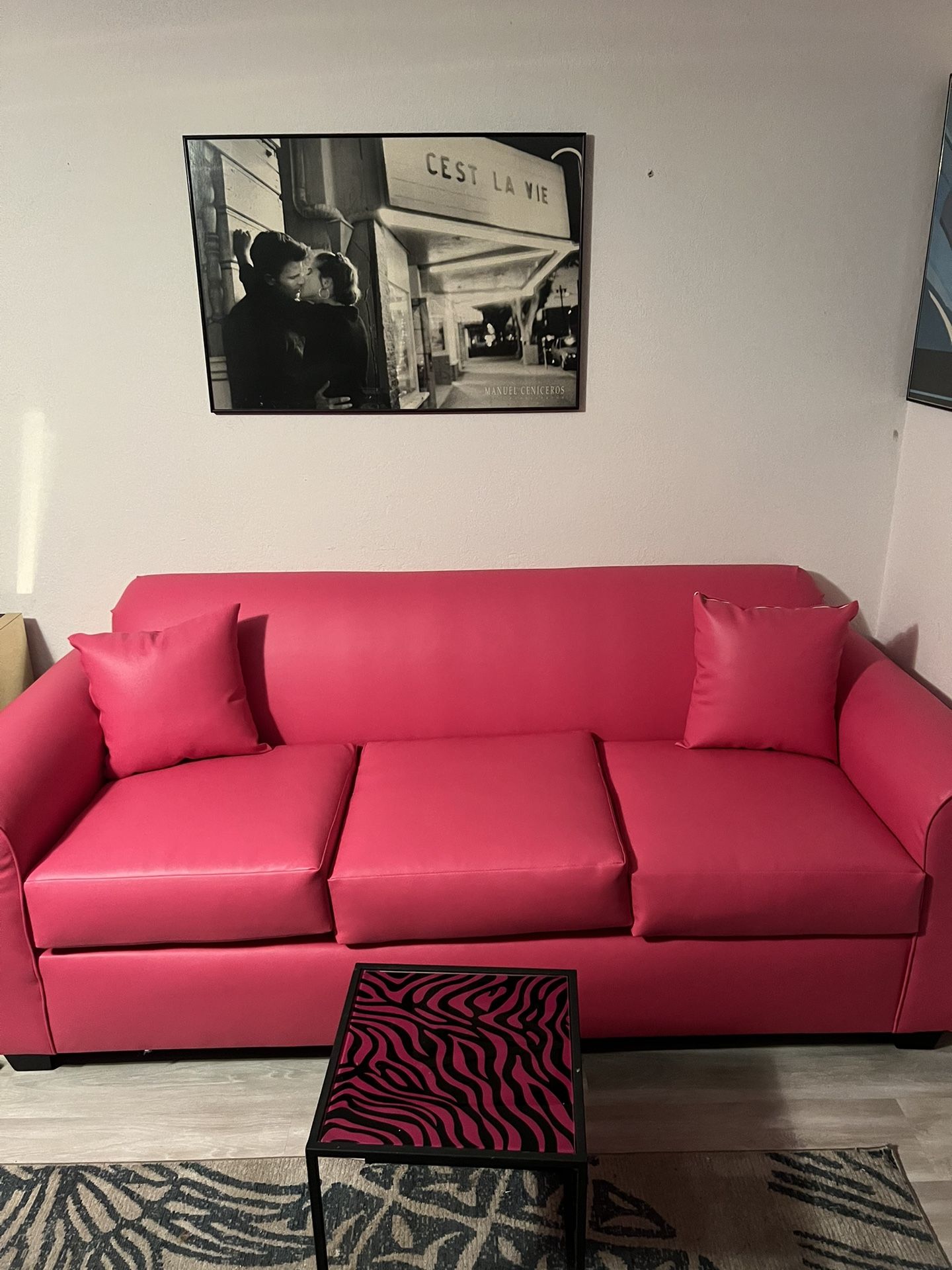 pink sofa - retro barbie pink