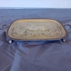 Antique Silver Plated Footed Tray, Stamped Crown Silver