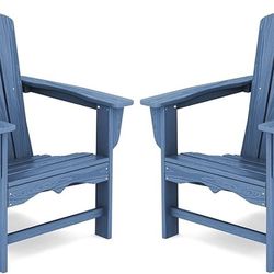 HDPE Adirondack Chair, Classic All-Weather Adirondack Chairs Set of 2, Outdoor Patio Adirondack Chair for Deck Lawn fire Pit, Navy