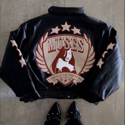 MUSES Baddest Of Them All Black Faux Leather Bomber Jacket Jessica Rabbit Style