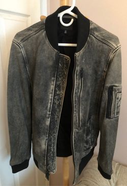 Hudson Distressed Genuine Lamb Leather Bomber Jacket