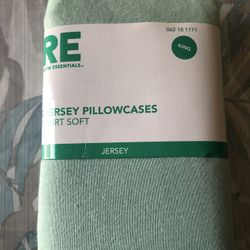 Room Essentials 2 Jersey King Size Aqua Pillowcases - NEW