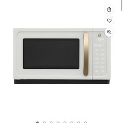 beautiful white and gold microwave 