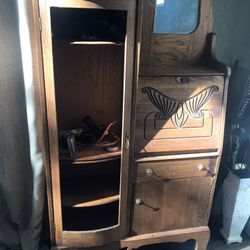 Wood Cabinet Shelf Old Solid Wood Oak