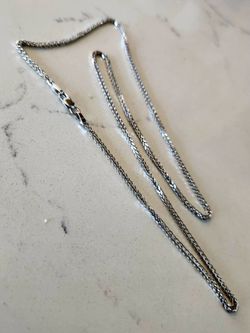 New | 14k White Gold 2.0mm x 2.0mm Modern Wheat Chain ◇ ITALY