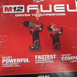 Milwaukee M12 FUEL 12-Volt Lithium-Ion Brushless Cordless Hammer Drill and Impact Driver Combo Kit w/2 Batteries and Bag (2-Tool)