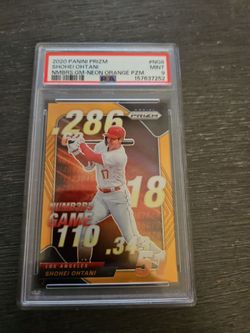 2020 panini prizm shohei ohtani nmbrs. Gm-neon orange pzm #ng8 psa 9
