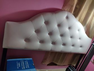 King Size White Faux Leather Tufted Bed Headboard
