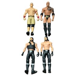 WWE Mattel 7” Wrestling Figure Toy Lot x4 2011-2013 Seth Rollins John Cena The Rock
