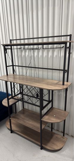 Multi-Tier Storage Shelf with LED Lighting & Metal Frame