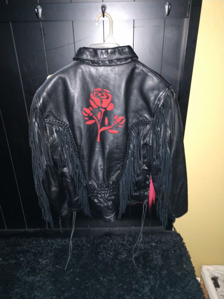 Ladies leather motorcycle jacket