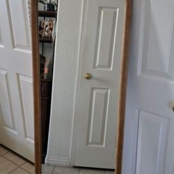 NEW 64" x 21" Wood Framed Arch Full Length Leaning Mirror, Brown