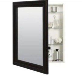 Zenna Home 24.5" X 30.5 Recessed/ Surface Mount Medicine Cabinet With Bronze Frame And Glass Shelves