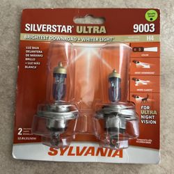 Sylvania 9003 SilverStar Ultra: Halogen Headlight Bulb, Brightest Downroad and Whiter Light, 2 Pack