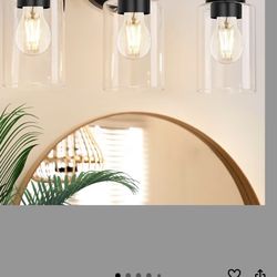 3-Light Black Bathroom Light Fixture Over Mirror, 3-Light Bathroom Vanity Light Over Sink, Black 3 Bulb Wall Light for Mirror