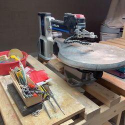 Woodworking Bench Tools - Delta Scroll Saw, Delta Builders Saw, Campbell Hausfeld Air Compressor, Etc