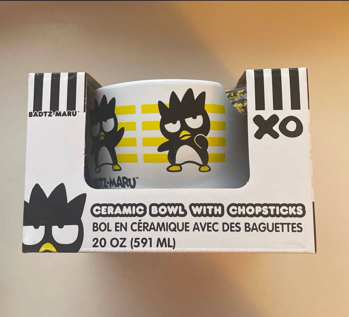 Sanrio Badtz-maru Ceramic Ramen Bowl and Chopsticks Set