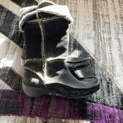 Sporto Women Snow Boots Size 7Black Leather Mid-Calf Waterproof Fur Trim