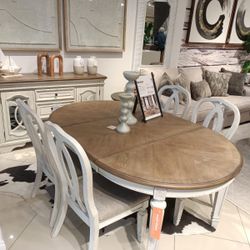 Realyn Chipped White Dining Extension Table
And 4 Chair Ashley Furniture$10 Down Payment And Financing Available