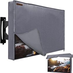 Outdoor TV Cover 41-43 Inches, HOMEYA 600D Heavy Duty Weatherproof TV Enclosure with Front Flap, Waterproof Zipper+Bottom Cover, for Outside LED LCD F