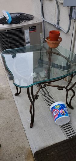 Metal and glass table