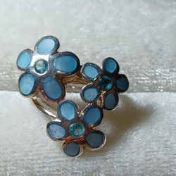 Antique Sterling Silver Flower Ring Women's Size 7.5 