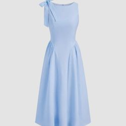 NWT Linen Blend Baby Blue Midi Dress Size 4