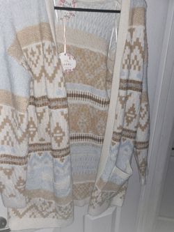 Sweater Aztec Print Knit Cardigan
