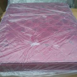 Queen Size Double Pillow Top Mattress And Box Spring     Colchon Tamaño Queen Con Base Doble Pillow Top 