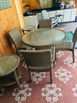 7 piece resin wicker patio dining set