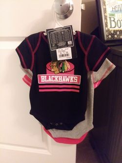 Blackhawks 3 piece baby onesie