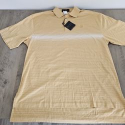 Byron Nelson Signature Series Medium Polo Shirt Yellow Golden Sand Golf New 