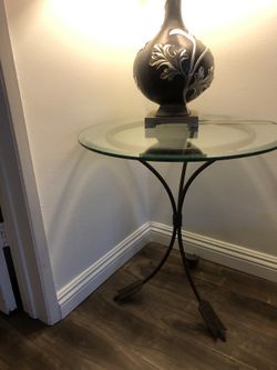 Custom Arrow Metal Table With Glass Top