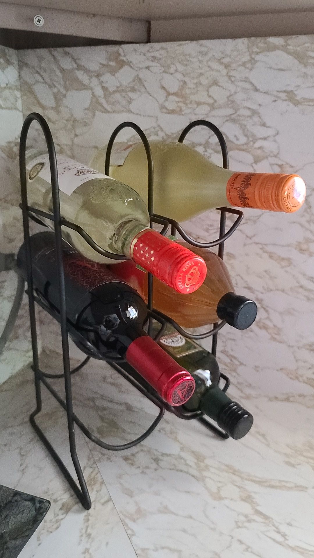 Black metal wine rack from The Container Store