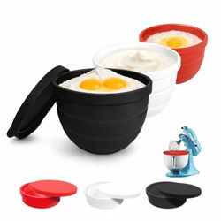Foldable Silicone Bowl Liners with Lids for KitchenAid 5Qt Mixer, 3 Liners & 3 Lids