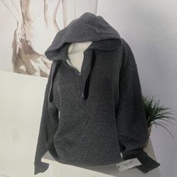 NWT Calvin Klein Performance Crop Charcoal Hoodie with Black Accents Size Medium