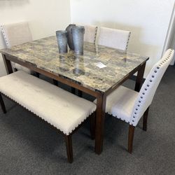 Dining Set With 4 Chairs And A Bench 